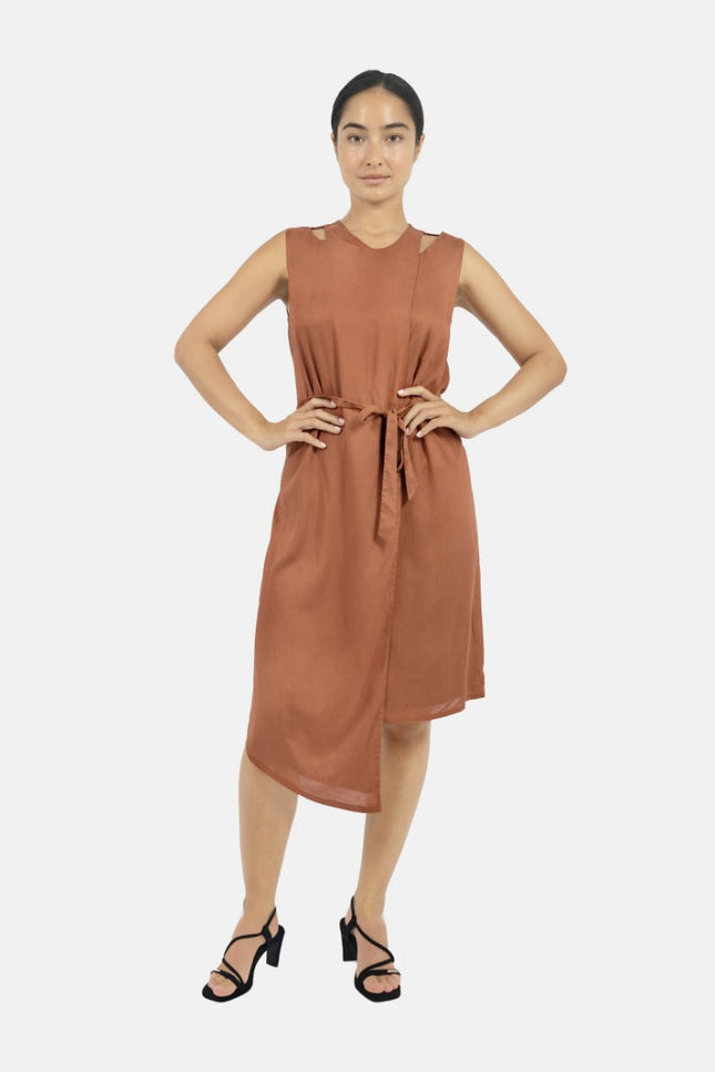 1 People | Funchal Asymmetric Wrap Dress DK Red