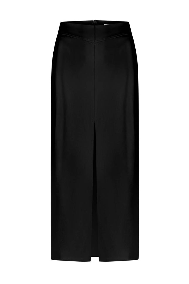 Kolosova | BLACK MIDI SKIRT WITH CUTOUT