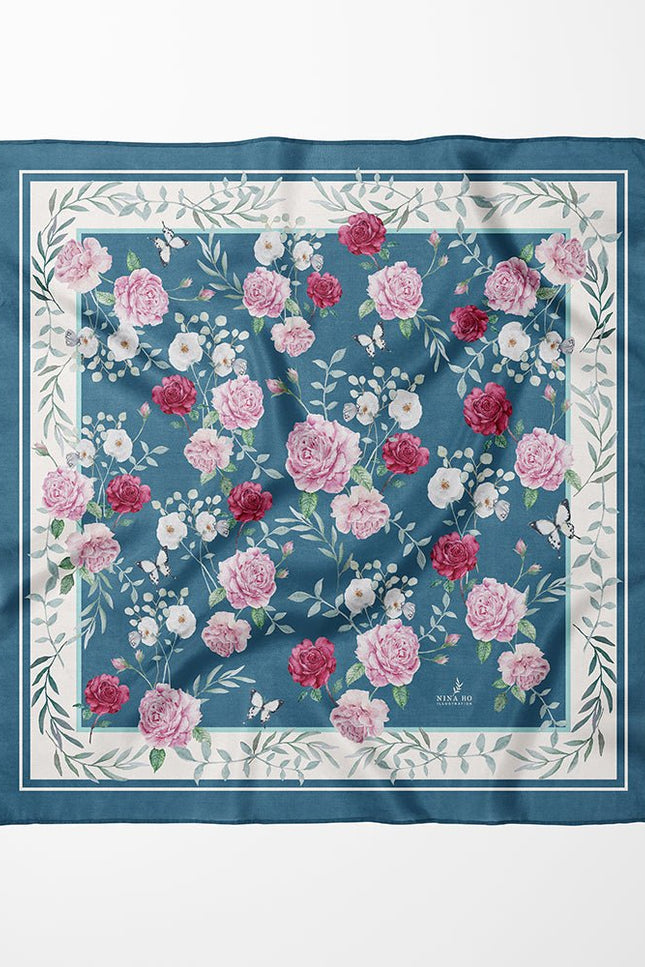 Nina Ho | Garden Rose Double-Sided Silk Scarf