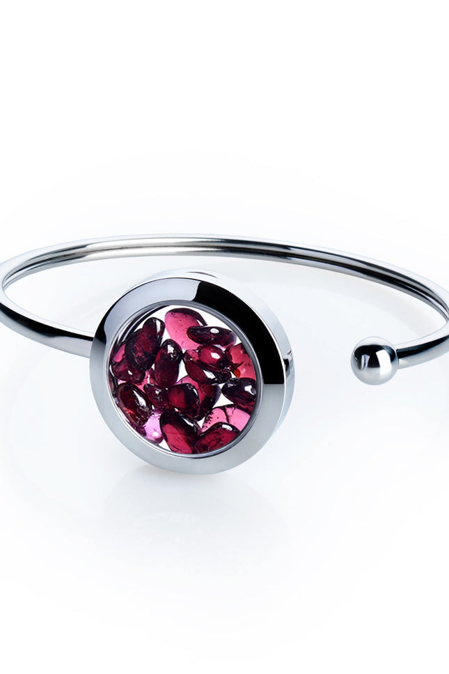 My Little Nature I Garnet Cuff Bracelet – Handmade Stainless Steel Jewelry for Passion and Energy