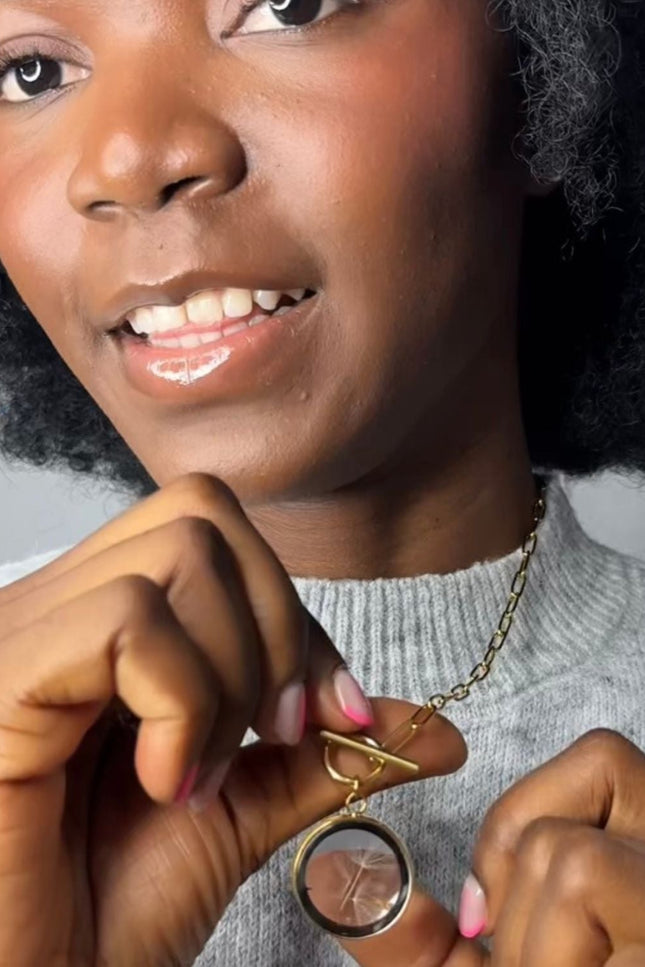 My Little Nature I Handmade Gold Plated Statement Necklace With Natural Dandelion Seeds – Make A Wish Jewelry