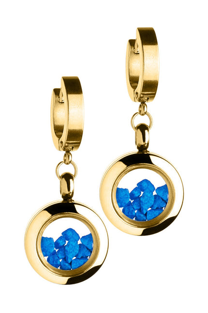 My Little Nature I Gold Plated Dangle Earrings With Blue Stones