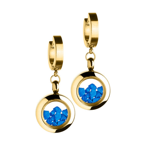 My Little Nature I Gold Plated Dangle Earrings With Blue Stones