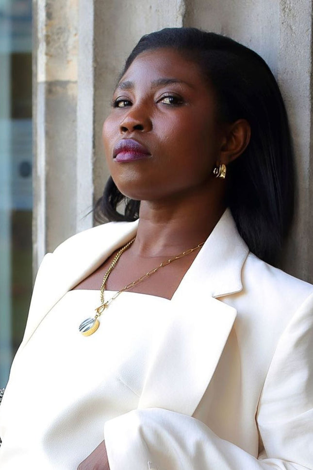 My Little Nature I Handmade Gold Plated Statement Necklace With Natural Volcanic Sand With Toggle Clasp