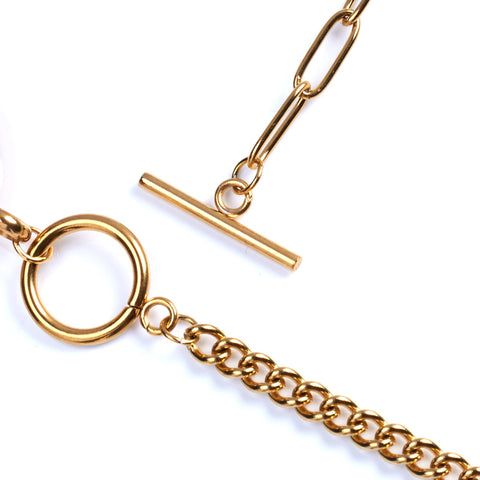 My Little Nature I Handmade Gold Plated Statement Necklace With Natural Volcanic Sand With Toggle Clasp