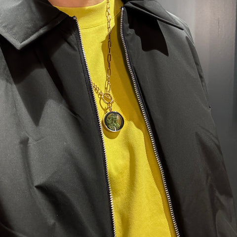 My Little Nature I Handmade Gold Plated Statement Necklace With Natural Moss - Nature Jewelry Gift