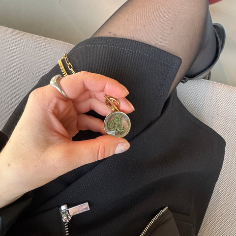 My Little Nature I Handmade Gold Plated Statement Necklace With Natural Moss - Nature Jewelry Gift