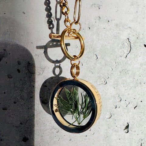 My Little Nature I Handmade Gold Plated Statement Necklace With Natural Pine Needles With Toggle Clasp