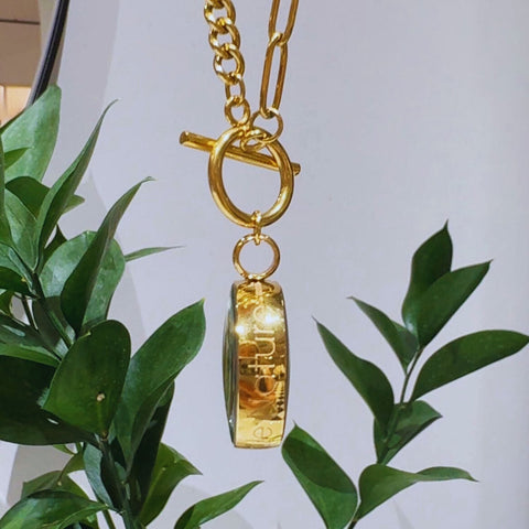 My Little Nature I Handmade Gold Plated Statement Necklace With Natural Moss - Nature Jewelry Gift