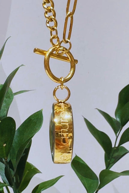 My Little Nature I Handmade Gold Plated Statement Necklace With Natural Volcanic Sand With Toggle Clasp