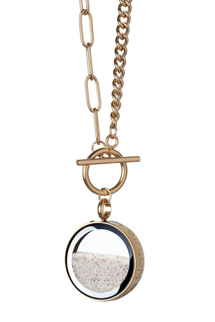 My Little Nature I Handmade Gold Plated Statement Necklace With Natural Beach Sand With Toggle Clasp
