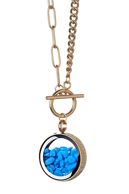 My Little Nature I Handmade Gold Plated Statement Necklace With Natural Blue Stones – Designer Jewelry