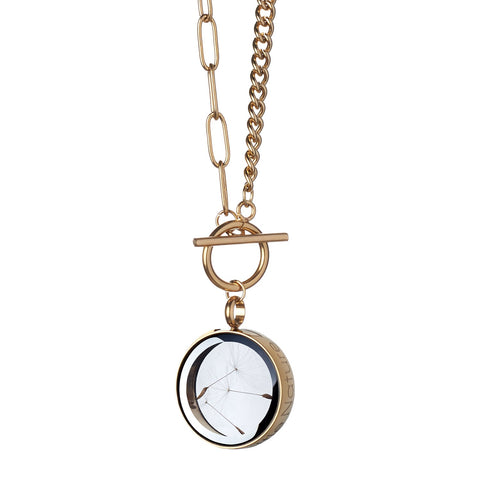 My Little Nature I Handmade Gold Plated Statement Necklace With Natural Dandelion Seeds – Make A Wish Jewelry