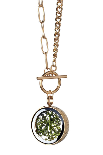 My Little Nature I Handmade Gold Plated Statement Necklace With Natural Moss - Nature Jewelry Gift