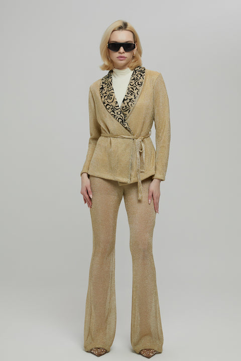 Petra Petrova | Gold High-Waisted Flare Trousers Blake
