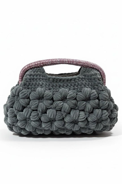 Springmoonatelier | Handmade Velvet Floral Handbag – Statement Crochet Bag