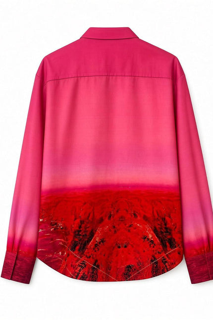 Printed Viscose Shirt – Pink Landscape