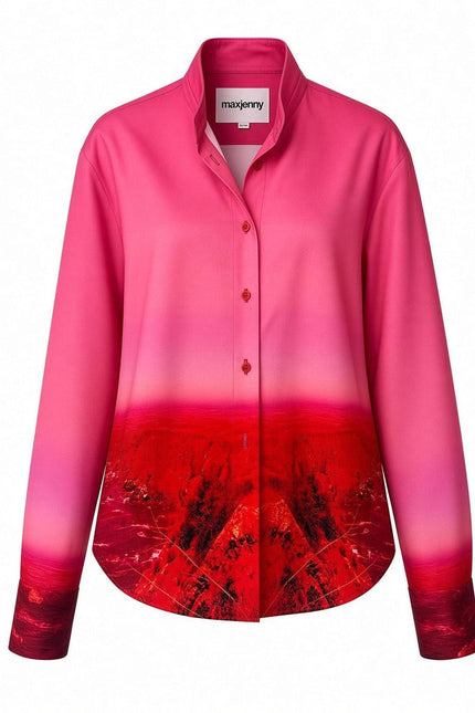 Printed Viscose Shirt – Pink Landscape