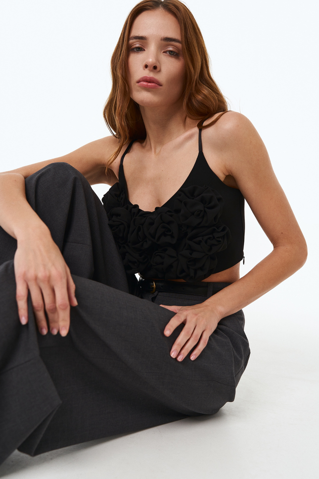 Kolosova | Black top with flowers