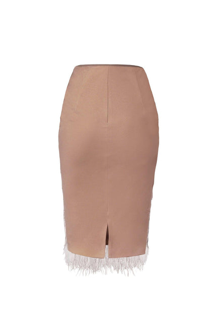 HAZEL LACE AND FEATHER KNEE LENGTH SKIRT. - ANITABEL