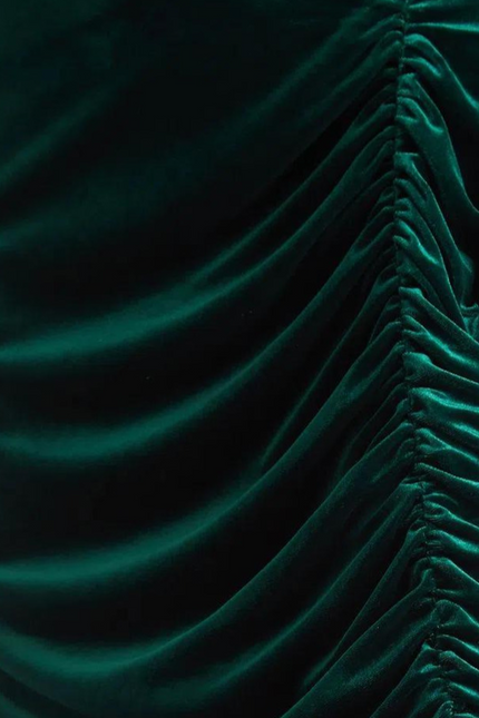 Louche Helka Velvet Ruched Mini Skirt Green - Styled