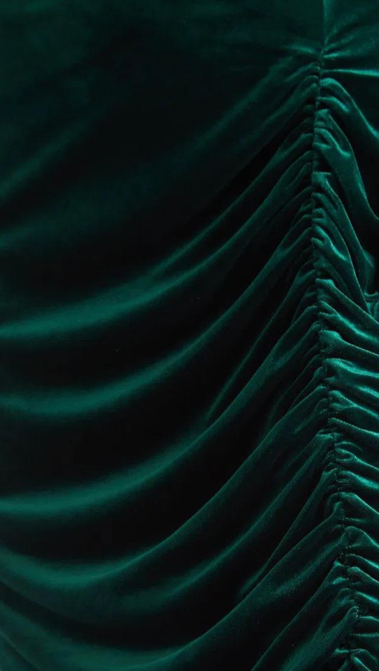 Louche Helka Velvet Ruched Mini Skirt Green - Styled