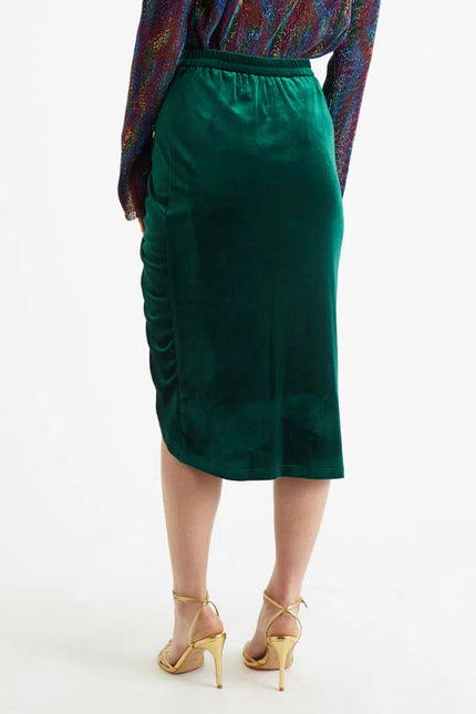 Louche Helka Velvet Ruched Mini Skirt Green - Detail 1