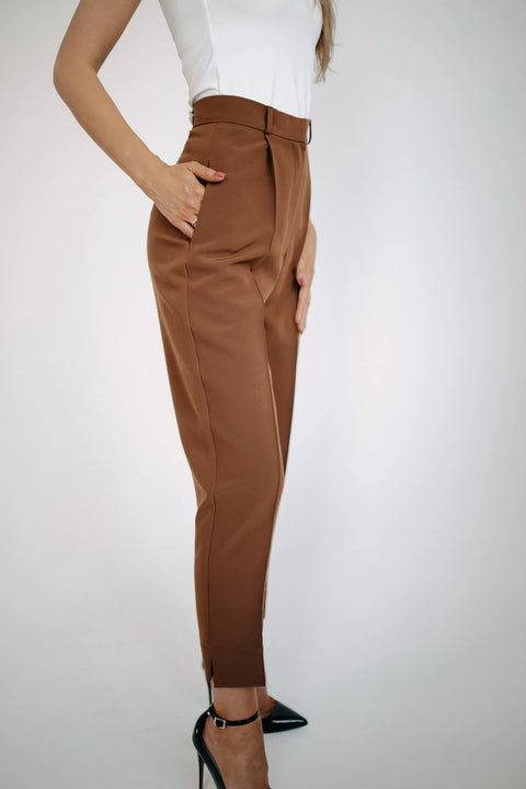 Etanna I High-Waisted Trousers Chocolate