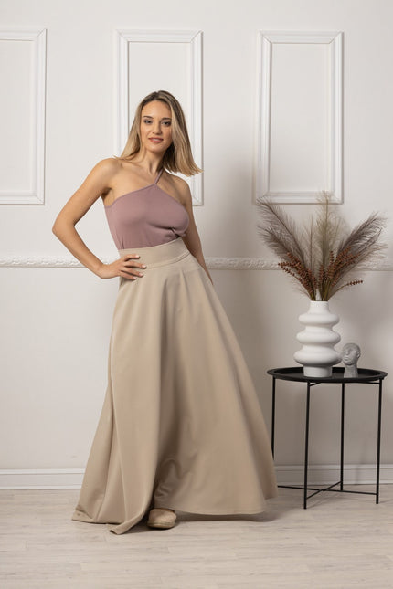 High Waisted Maxi Skirt paired with heels - from NikkaPlace | Effortless fashion for easy living