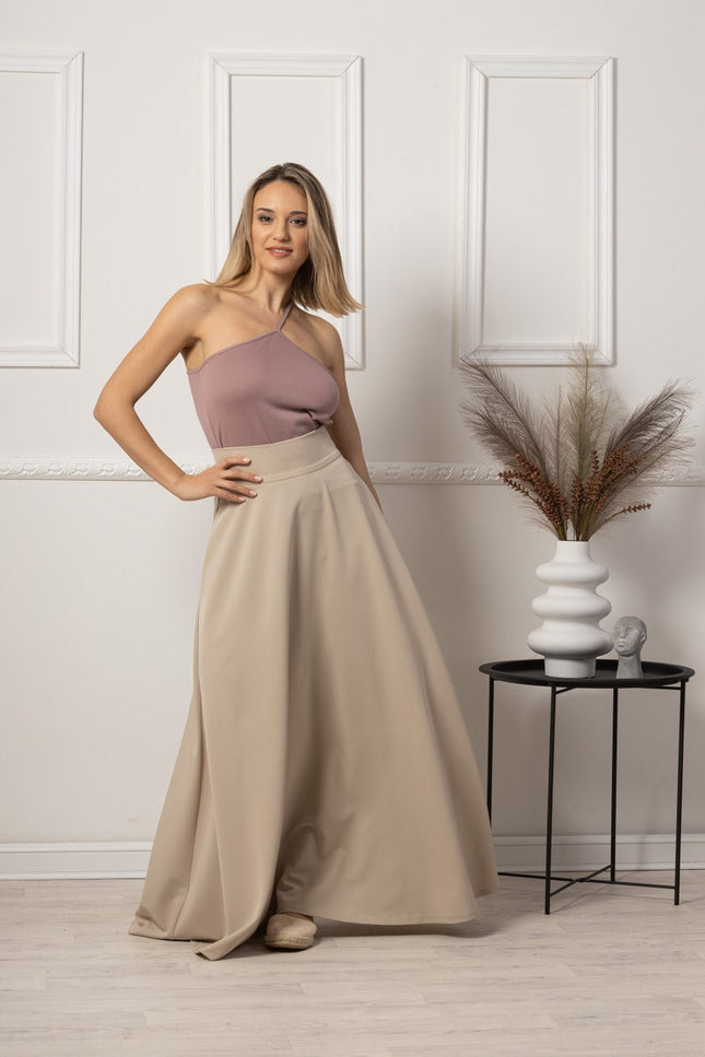 High Waisted Maxi Skirt paired with heels - from NikkaPlace | Effortless fashion for easy living