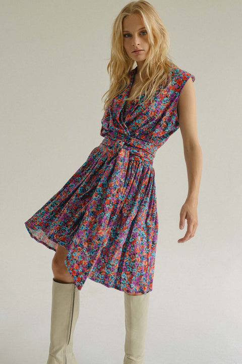 State Of Georgia I THE POINT DRESS SHORT - FLORAL EXPLOSION RASPBERRY