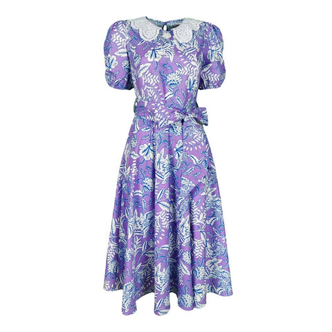 Lalipop Design | Scalloped Lace Collar Floral Midi Dress