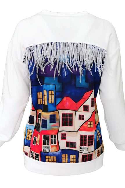 Lalipop Design | Sweatshirt with House Pattern Print On The Back