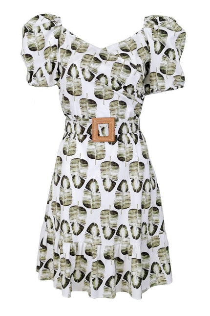 Lalipop Design | Double Breasted Mini Dress with Leaf Prints