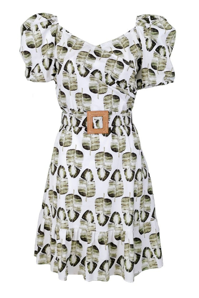 Lalipop Design | Double Breasted Mini Dress with Leaf Prints