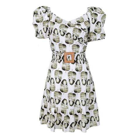 Lalipop Design | Double Breasted Mini Dress with Leaf Prints