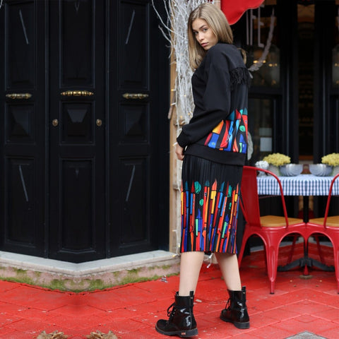 Lalipop Design | Sweatshirt with Colorful House Print on the Back