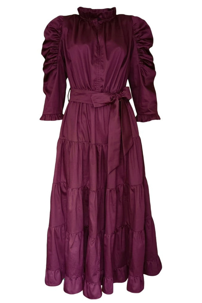 Lalipop Design | Poplin Burgundy Midi Dress