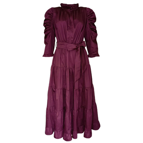 Lalipop Design | Poplin Burgundy Midi Dress