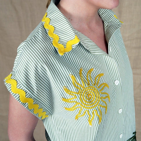 Lalipop Design | Sukienka midi w paski z haftem