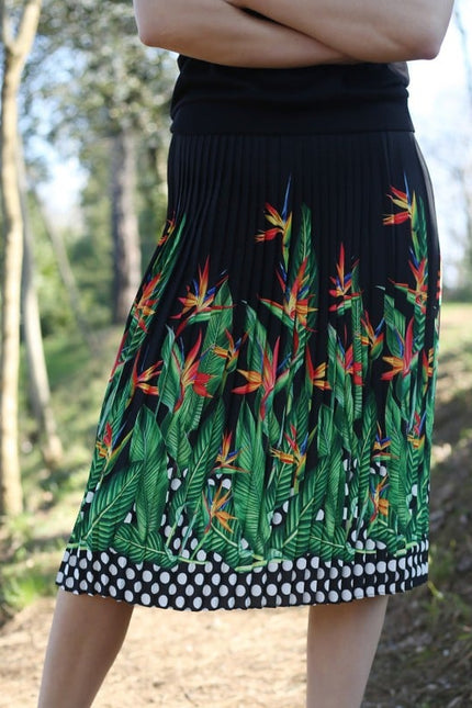 Lalipop Design | Palm Tree Print Pleated Midi Skirt