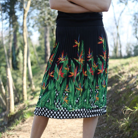Lalipop Design | Palm Tree Print Pleated Midi Skirt