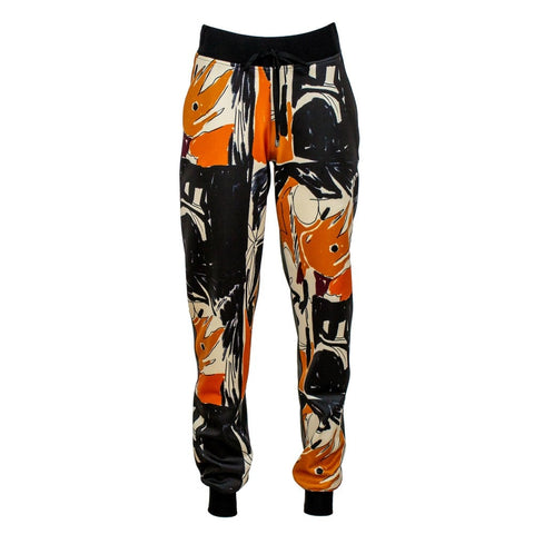 Lalipop Design | Spodnie dresowe z abstrakcyjnym nadrukiem z przodu i skórą wegańską