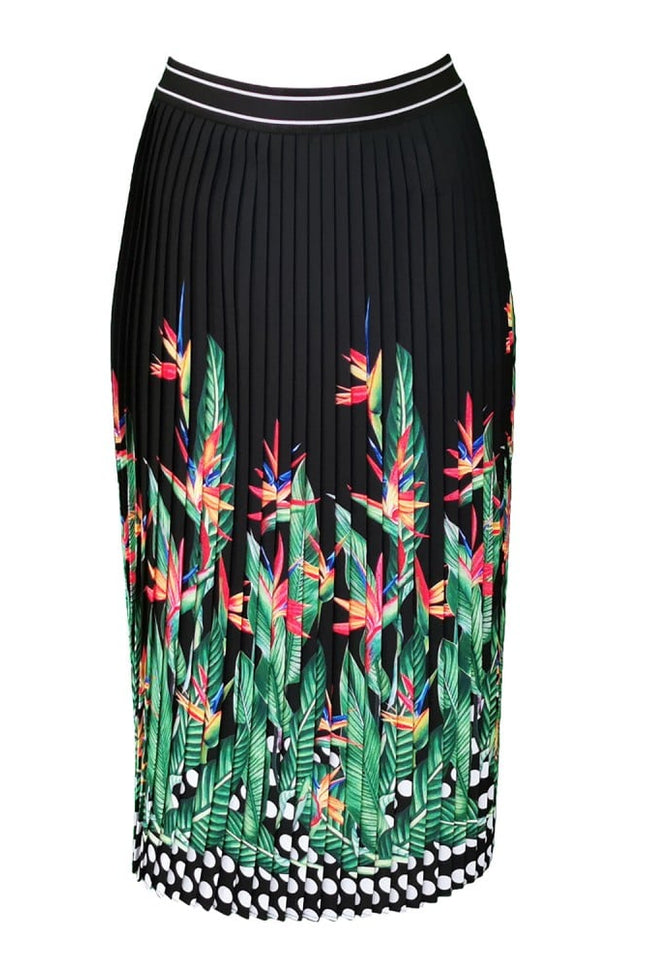 Lalipop Design | Palm Tree Print Pleated Midi Skirt