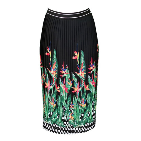 Lalipop Design | Palm Tree Print Pleated Midi Skirt