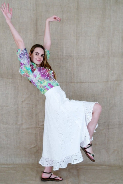 Lalipop Design | Embroidery Asymmetric Midi Skirt