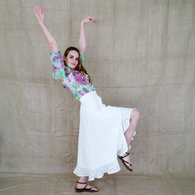 Lalipop Design | Embroidery Asymmetric Midi Skirt