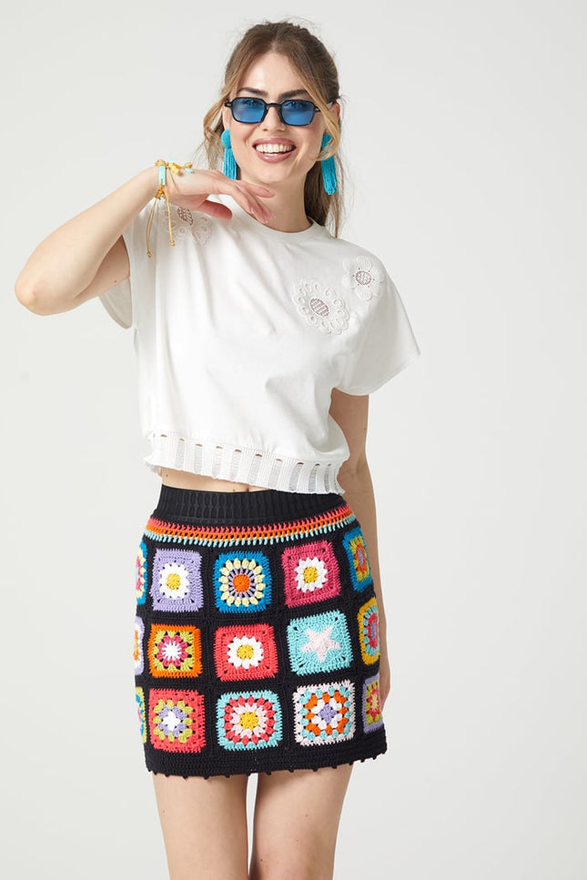 Lalipop Design | Handmade Crochet Patched Mini Skirt