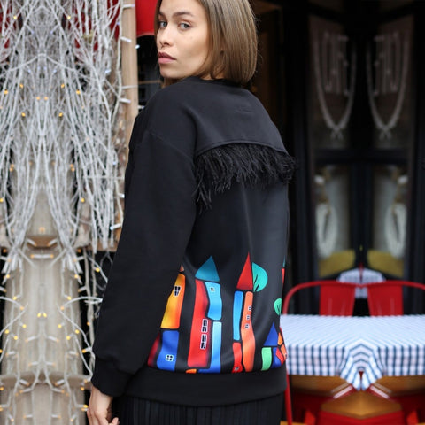 Lalipop Design | Sweatshirt with Colorful House Print on the Back