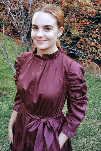 Lalipop Design | Poplin Burgundy Midi Dress